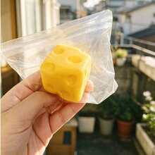 高级硅胶奶酪块减压慢回弹软胶玩具,便携式手持减压感官压力释放放松玩具,硅胶奶酪挤压放松玩具,日常减压 - 彩色 - 查看 6
