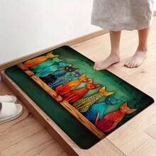 1pc Cat Pattern Printed Linen Kitchen Rug, Doormat, Bath Mat, Hallway Mat, 3D Printed Rectangle Carpet For Living Room, Bedroom, Corridor, Bathroom, Laundry Room - Polyester Rug For Indoor And Outdoor Home Decor - Multicolor - View 7