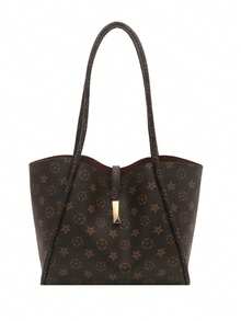 Nuevo bolso de hombro multifuncional de lujo de unicolor para mujer - Café integral - Ver 12