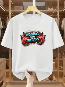 Camiseta de hombre talla grande 100% algodón "El boxeo es mi relajación", adecuada para entusiastas de los deportes para expresar una actitud que alivia el estrés, camiseta cómoda de manga corta para el verano, TALLA GRANDE. - Blanco - Ver 6