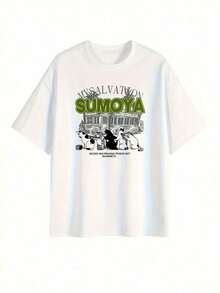 Camiseta de manga corta gris claro para mujer, moda de verano con diseño de estampado de letras, top de corte holgado - Camiseta unisex de algodón de manga corta con cuello redondo 100% algodón. - Blanco - Ver 3