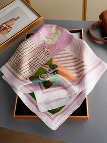 1 chiếc khăn lụa in hoa 70*70cm/27.56inch, khăn choàng đầu sang trọng, khăn polyester thời trang thường ngày, thiết kế mới. - Nhiều màu - Xem 2
