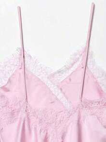 Seelio Nuevo Top de estilo lencería sexy con decoración de encaje, estilo europeo y americano, para mujer, color negro, para verano - Rosa - Ver 10