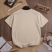 Washed Grey Short-Sleeved T-Shirt With A Loose Fit, Vintage Urban Style, Basic, Breathable And Comfortable For The Skin In Summer. - 杏色 - View 2