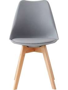 4-Pack Dining Chairs Natural Wood Legs Grey Cushioned Office Lounge Kitchen Contemporary Design - Grey - View 4