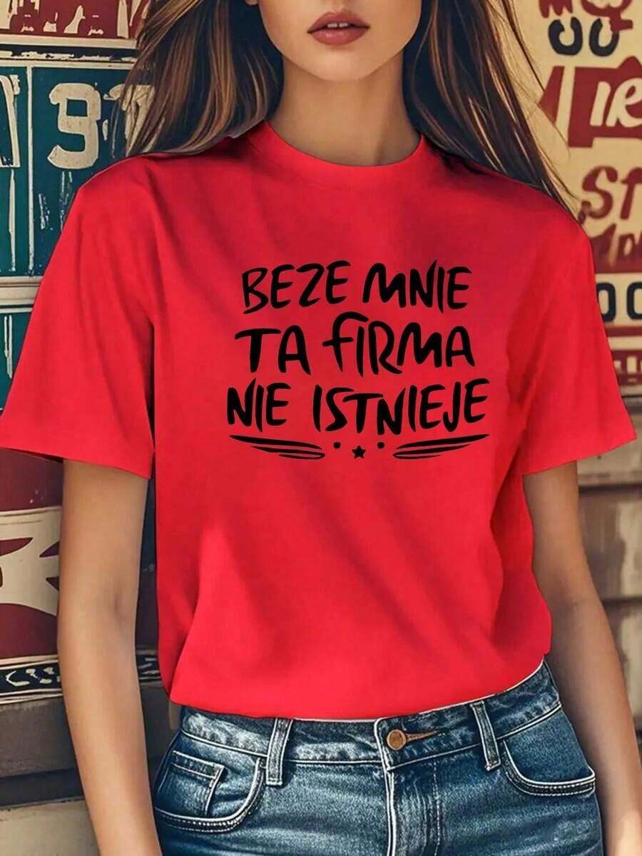 1 Piece Of Women's Short-Sleeved T-Shirt, Made Of Cotton With A Botanical Print, Cool, Breathable, Natural Casual Style, Round Neck, Fashionable, With A Fun Polished Design, Ideal For Everyday Wear In Summer And On Vacation. - 紅色 - 查看 1