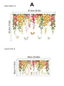 Watercolor Green Plant & Butterfly Wall Stickers, Self-Adhesive Waterproof Grease-Proof, Mori Style, Ins Aesthetic, Living Room Bedroom Bathroom Rental Renovation, Fresh Atmosphere Decor - Wall Stickers - View 4