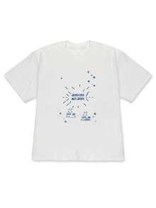 Éxito de 2026: Camiseta de Mujer de Hombros Caídos para Primavera/Verano con Estampado Divertido de Personajes y Estrellas al Estilo Coreano, Corte Holgado, Manga Corta Casual para Estudiantes - Tela Ligera y Suave - blanco - Ver 7