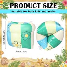2 Pcs Arm Floaties PVC Inflatable Arm Band Striped Pool Floats Sleeves Swimming Float Rings For Adult Girls And Boys Water Sports Learning Swim Training Summer Beach Party, Pool Inflatable, Beach Essentials, Pool Float - Green - View 4