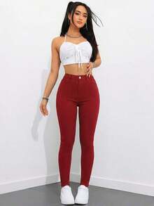 ICON Jeans pitillo sólidos - Rosa Fucsia - Ver 6