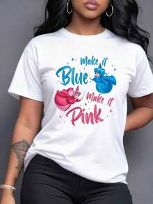 Dos hadas coloridas enfrentando su magia entre azul y rosa con destellos brillantes que simbolizan la diversión y la armonía en contraste camiseta para mujer casual de manga corta cómoda para uso diario,Camiseta de mujer elegante. - Blanco - Ver 7