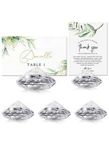 5/10pcs Acrylic Rhinestone Table Place Name Card Holder, Crystal Table Number Stand, Party Decorations For Birthday, Wedding, BabyShower, Valentine Day - Silver - View 7