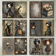 36 Sheets A5 Dark Halloween Cartoon Character Background Scrapbooking Paper, Suitable For Bullet Journal, Scrapbook, Card Making And Craft Projects - Rectangle - View 2