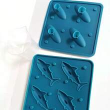 1pc Shark Shaped Silicone Ice Cube Tray, 3D Shark Ice Mold Suitable For Whiskey, Cocktails And Beverages, Fun Silicone Ice Maker For Home Bar And Party - Multicolor - View 11