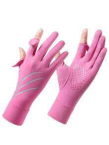 1 Pair Fingerless Sunscreen Gloves, Striped Anti-Slip Touchscreen Gloves For Cycling, Outdoor, Shopping, Sports In Summer - A - View 14