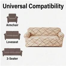 Geometric Rhombus Stretch Sofa Cover, Printed Sofa Slipcover, Durable & Wear-Resistant, All-Season Washable Sofa Protector, Pet-Friendly Sofa Cushion Cover, High Elasticity, Full Coverage, Anti-Slip, Easy Installation - Multicolor - View 8