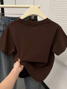 Camiseta de Manga Corta con Estampado de Anime para Mujeres y Niñas - Estilo Coreano, Cuello Redondo, Top Casual de Verano para Conjuntos (Lavable a Máquina) - [Blanco] - Ver 9
