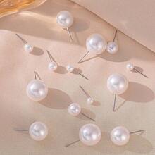 1-9pairs/Set New Arrival Large Faux Pearl Mini Stud Earrings Set - Pearl Earrings - View 4