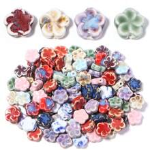 10pcs Colorful Glazed Ceramic Flower Beads, Multicolor Glazed Ceramic Beads, Suitable For Handmade Jewelry Making, Women Bracelet Necklace DIY, Valentine's Day Carnival Creative Gift Design - Flowers - View 5