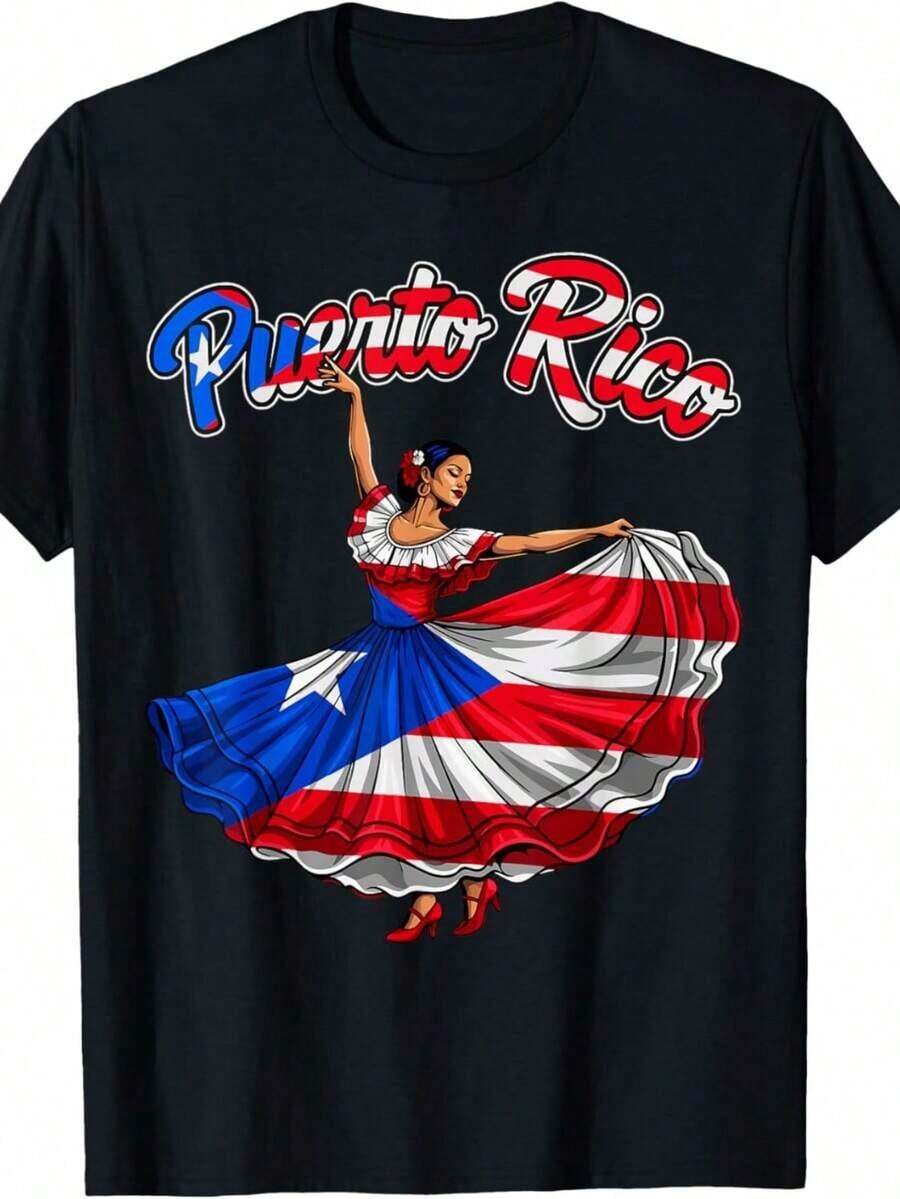Camiseta de chica de Puerto Rico con la bandera de Boricua - Negro 6 - Ver 1