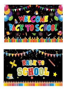 1pc - Welcome Back To School Classroom Decorative Backdrop Baby Shower. - Multicolor - View 5