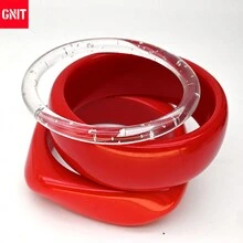 GNIT 3件組/2件組/1件組透明樹脂手環，閃亮多幾何設計，復古風格，度假時尚聲明手鐲，透明粗款珠寶配件 - 紅.紅.透塊 - 查看 8