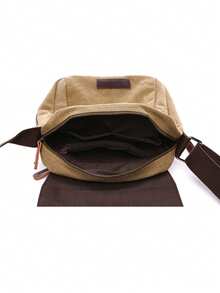 1pc Vintage Canvas Messenger Bag, Expandable Shoulder Crossbody Bag With Adjustable Strap, Multiple Colors Available - Multicolor - View 7