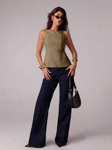 Parte superior sin mangas para mujer, adecuada para primavera y verano, con estilos románticos/de graduación/formales/de cumpleaños/de los 90/casuales de negocios/elegantes/de vestir occidental/para salir/de moda/casuales/Y2K/de club/de oficina/de cóctel/vintage/de festival rave/divertidos/elegantes/de dinero antiguo/de ropa urbana/de vacaciones/de conciertos de country/de trabajo/modestos/de vacaciones de primavera/de conciertos/de chica mala/básicos/de graduación - Café integral - Ver 5