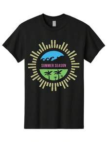 Summer Season Mens Graphic Tee, 100% Cotton, Casual Summer Wear camisetas para hombre playeras de hombre ropa hombre conjunto de hombre playera de hombre cosas de hombre vestido casuales para mujer conjuntos de mujer blusas elegantes camisetas para mujer vestido de mujer - Negro - Ver 1