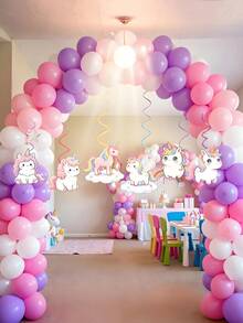 6pcs/1pc Unicorn Spiral Hanging Decor, Unicorn Party Decoration Banner, Unicorn Fairy Hanging Decor Party Supplies Suitable For Birthday Theme Party, Graduation Ceremony Decoration, Unicorn Theme Party, Indoor And Outdoor Decoration - Unicorn - View 3