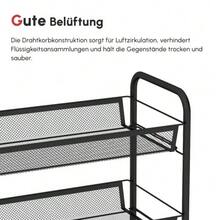 Serving Trolley With Wheels, 4 Shelves And 5 Baskets, With Handle, For Kitchen And Living Room, Made Of Black Steel. - Black - View 8