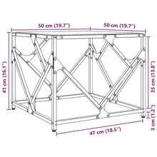 vidaXL Couchtisch mit Glasplatte Transparent 50x50x41 cm Stahl Wohnzimmer, Arbeitszimmer, Café, Garten, Poolbereich, Strand, Couchtisch, Beistelltisch, einfach zu montieren, Wohnaccessoires für Möbel. - Transparent - Übersicht 8