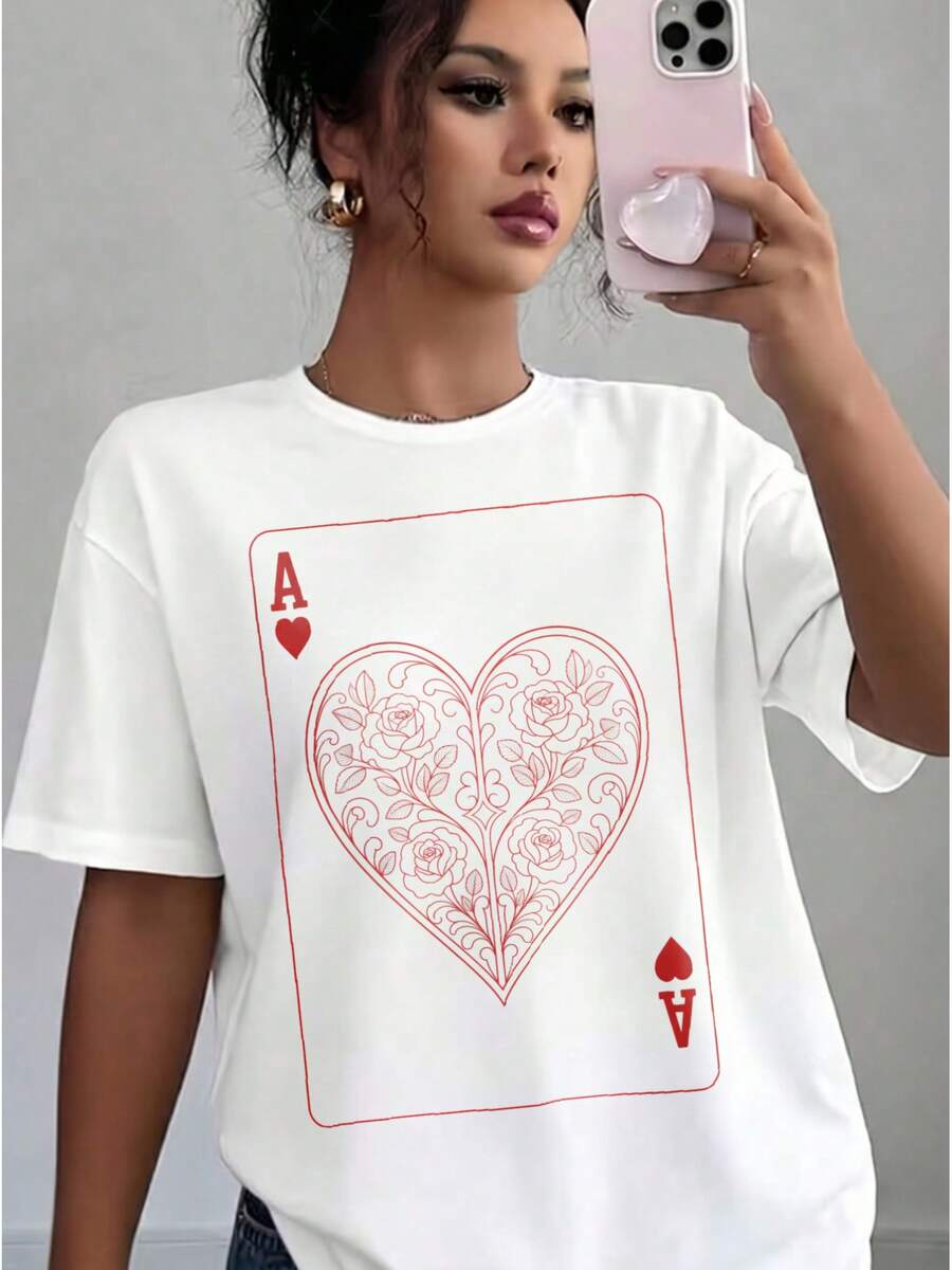 1 Piece 180g Women's T-Shirt, Men's T-Shirt. Casual Cotton Crew Neck T-Shirt. Women's Athletic T-Shirt. Designed By Y2K Generation Artists In The Bababask Style, Made From 100% Pure Cotton. Creative Cartoon Pattern Design, Comfortable Short Sleeves - 白色7 - 查看 1