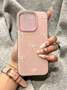 Cute Pink Bow Phone Case, Suitable For IPhone 17 Pro Max/17 Pro/17 Air/17/16/15/14/13/12/11 Pro Max Plus, Soft Protective Back Cover, Gift For Girls - Pink Bow - View 1