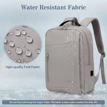Lightweight Casual Daypack Travel Backpack With USB Port, Water-Resistant Laptop Backpack For College Work Commute Airplane Carry On - Light Grey - View 7