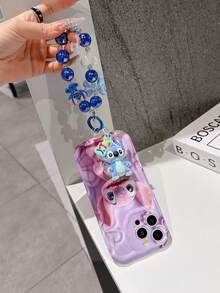 Disney Lilo & Stitch Phone Case With Angel Charm And Stitch Lanyard - Cute Angel Protective Case With Flower Background Design, Equipped With Delicate Stitch Decorative Lanyard And Beaded Bracelet For Easy Carrying, Compatible With IPhone 17, 16, 15, 14, 13, 12, 11 Pro Series, Ideal For Birthdays, Holidays, Anniversaries, Graduation Gifts, Or Any Special Occasion To Surprise Family, Friends, Classmates, And Loved Ones. - 白色 - 查看 5