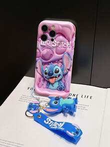Disney Lilo & Stitch Phone Case With Stitch Charm And Stitch Lanyard - Cute Stitch Protective Case With Tongue-Out Pose And Pink Gradient Background Design, Equipped With Delicate Stitch Decorative Lanyard And Beaded Bracelet For Easy Carrying, Compatible With IPhone 17, 16, 15, 14, 13, 12, 11 Pro Series, Ideal For Birthdays, Holidays, Anniversaries, Graduation Gifts, Or Any Special Occasion To Surprise Family, Friends, Classmates, And Loved Ones. - 白色 - 查看 5