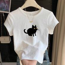 Camisetas de alta gama, exclusivas y no repetitivas, camisetas blancas de manga corta para mujer, camisetas de moda elegantes y modernas, camisetas de marcas de lujo, camisetas de corte holgado. - Blanco - Ver 6