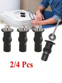 2Pcs/4Pcs Universal Toilet Seat Hinge Bolts Screws Kit Toilet Lid Screws Expansion Seat Cover Screws - Stainless Steel Screws With Expansion Rubber Nuts & Threaded Inserts - Top Mount Hardware Replacement Set For Blind Hole Connections - Multicolored - View 5