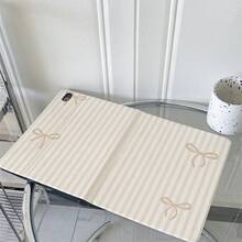 1 chiếc ốp lưng máy tính bảng kiểu sách lật, họa tiết sọc kem và nơ - Giá đỡ đa góc, có ngăn đựng bút, tương thích với iPad/Galaxy Tab/Pad/Matepad. - Nhiều màu - Xem 4