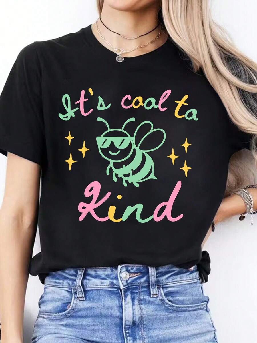 Talla Grande - Talla Grande - Camiseta Casual con Estampado del Alfabeto Español | Primavera Verano, Cuello Redondo, Manga Corta, Tejido de Elasticidad Mediara Mujer