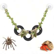Spider Climbing Toy With Suction Cup, Hermit Crab Habitat Decor, Spider Climbing Rope Ladder, Spider Climbing Ladder, Classic Design For Creating Vivid Habitats, Amphibian Habitat Decor | Natural Rope Ladder | Durable Rope Ladder, Reptile Habitat Decor, Suitable For Reptiles, Hermit Crabs, Lizards And Other Small Animals - View 3