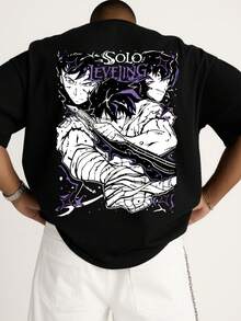 Camiseta Vintage con Estampado de Anime para Hombre - Camiseta Unisex para Entusiastas de los Cómics, con llamativos diseños de personajes de anime, camiseta de manga corta de algodón negro con cuello redondo, adecuada para todas las estaciones, camiseta con estampado vintage. - Negro - Ver 1