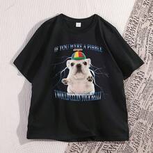 Camiseta divertida y bonita con estampado de Pibble, camiseta de Bulldog Francés para bebé, camiseta de manga corta a la moda, camiseta informal de algodón de gran tamaño - forma - Ver 1