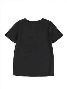 Lucha contra el Cáncer en Todos los Colores Camiseta Gráfica - Manga Corta Casual con Cuello de Tripulación para Mujeres, Tela de Punto de Poliéster, Estampado Geométrico, Talla Plus con Ponerse - Negro - Ver 4