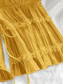Nuevo top sin espalda con tirantes ajustables y textura, para primavera, verano, Pascua, festivales de música electrónica, estilo occidental para mujer, bohemio, vaquera, modesto, estilo fairy core, vacaciones tropicales, despedida de soltera, - Naranja - Ver 6