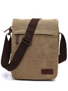 1pc Vintage Canvas Messenger Bag, Expandable Shoulder Crossbody Bag With Adjustable Strap, Multiple Colors Available - Multicolor - View 15