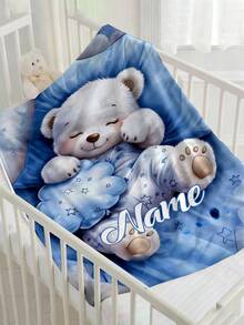 1 Stück anpassbare Text-Decke, Teddybär-Muster, personalisierte Decke, personalisierte Baby-Decke, Neugeborenen-Decke, geeignet für Muttertag, Geburtstag, Kindertag, Vatertag, Abschluss, Weihnachten, Halloween, geeignet für Zuhause Sofa, Bett, Auto, Schlafzimmer, Wohnzimmer, Sofa-Decke, Kinder-Decke - Verschiedenfarbig - Übersicht 3
