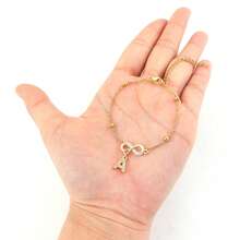 1pc New Infinity Symbol & Initial Stainless Steel Beaded Chain Bracelet For Women - Yellow Gold - View 3
