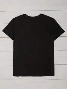 [Camiseta Gráfica de Verano] Camiseta Casual de Verano para Mujer con Estampado de Guepardo y Neón, Manga Corta, Cuello Redondo, Diseño de Estampado de Leopardo Rosa y Amarillo, Tela Elástica de Algodón Puro - Negro - Ver 3